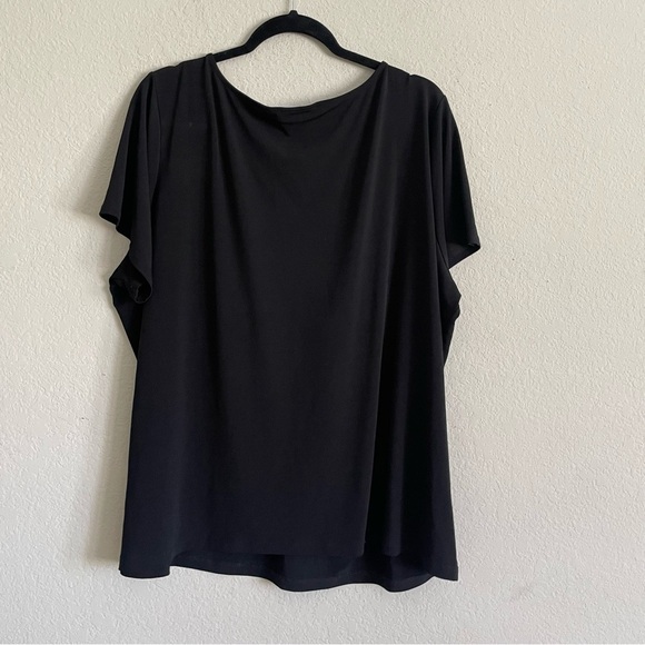 Apostrophe Woman Elegant Black Top size 24-26W formal elegance thin flowy v neck - Picture 6 of 6
